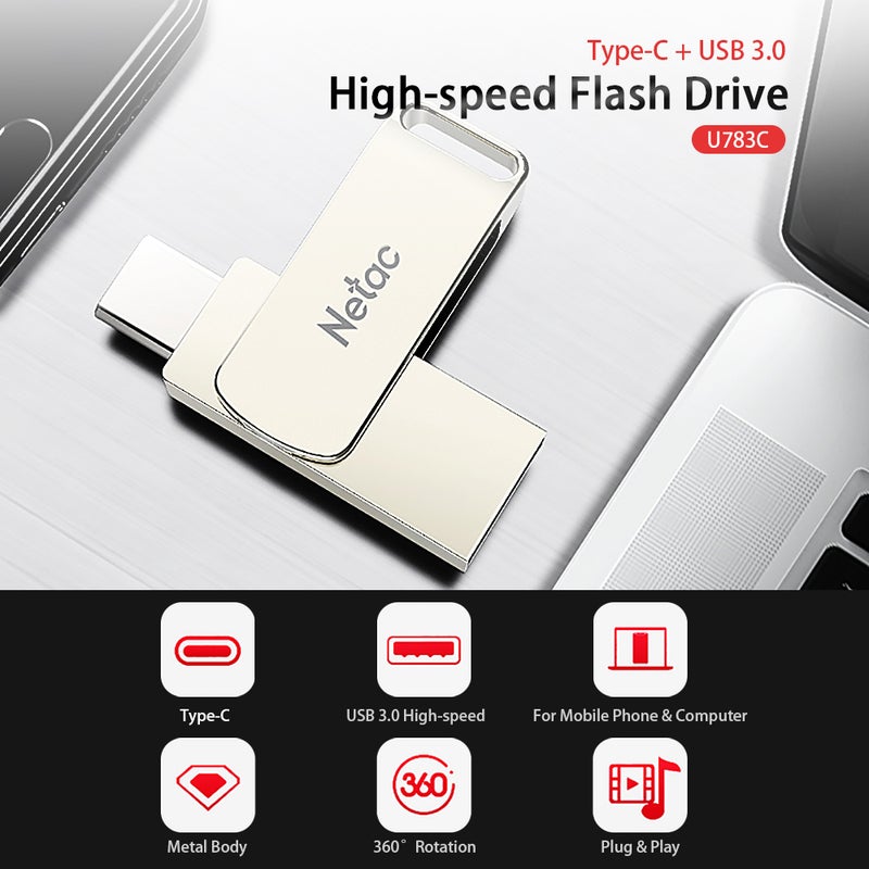 نيتاك فلاش درايف USB بمنفذ Type-C وواجهة مزدوجة 64 GB - Image 4