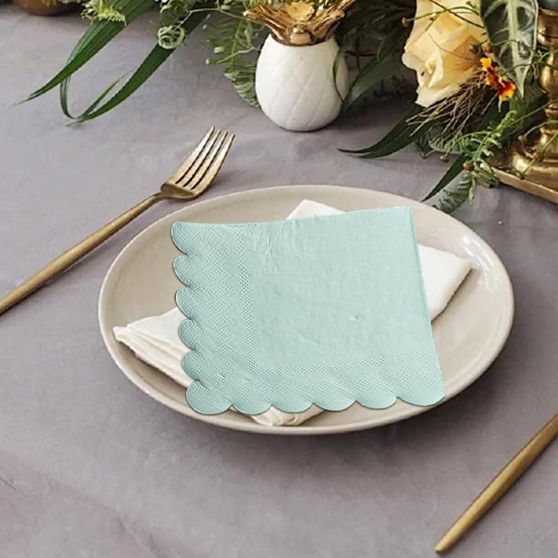 100 قطعة مناديل كوكتيل قابلة للتخلص من لب الخشب ذات حافة متموجة بألوان 4 مقاس 5x5 بوصة لحفلات الزفاف والعشاء - Image 5