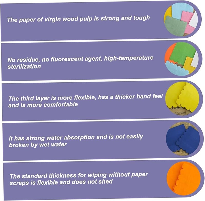100 قطعة مناديل كوكتيل قابلة للتخلص من لب الخشب ذات حافة متموجة بألوان 4 مقاس 5x5 بوصة لحفلات الزفاف والعشاء - Image 4