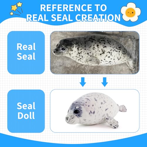Sew Butiful Seal Stuffed Animal Toy Cute plushies 25 Seal Plush Pillow Gift for Girls Kids Children Birthday Christmas Large - Image 5