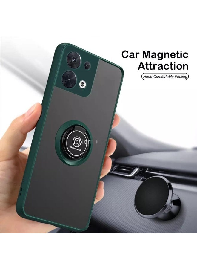 Muzz غطاء أوبو رينو 8 مرن من السيليكون مع حماية للكاميرا وحواف رقيقة شفافة ومضادة للصدمات مع غطاء خلفي غير لامع وقاعدة مغناطيسية دوارة 360 لحامل السيارة لأوبو رينو 8 باللون الأخضر - Image 2