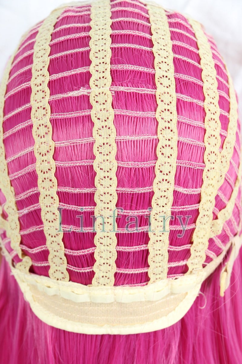 Linfairy Anime Hot Pink long Princess Wig Halloween Costume Cosplay Wig for Women 85CM - Image 2