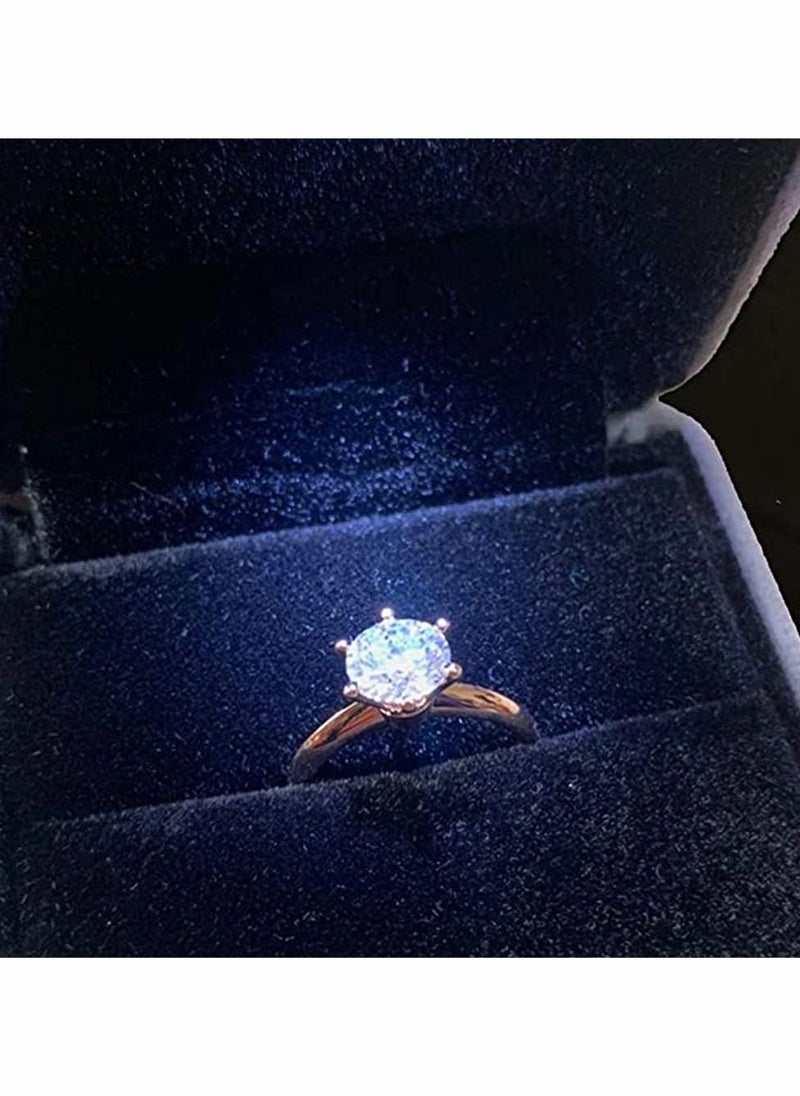 KASTWAVE - Velvet Ring Box, Engagement Ring Box Earrings Square Ring Case For Proposal Wedding Ceremony Birthday Anniversary ​With LED Light Jewelry Display Gift Box for Proposal, Engagement, Wedding - Image 1