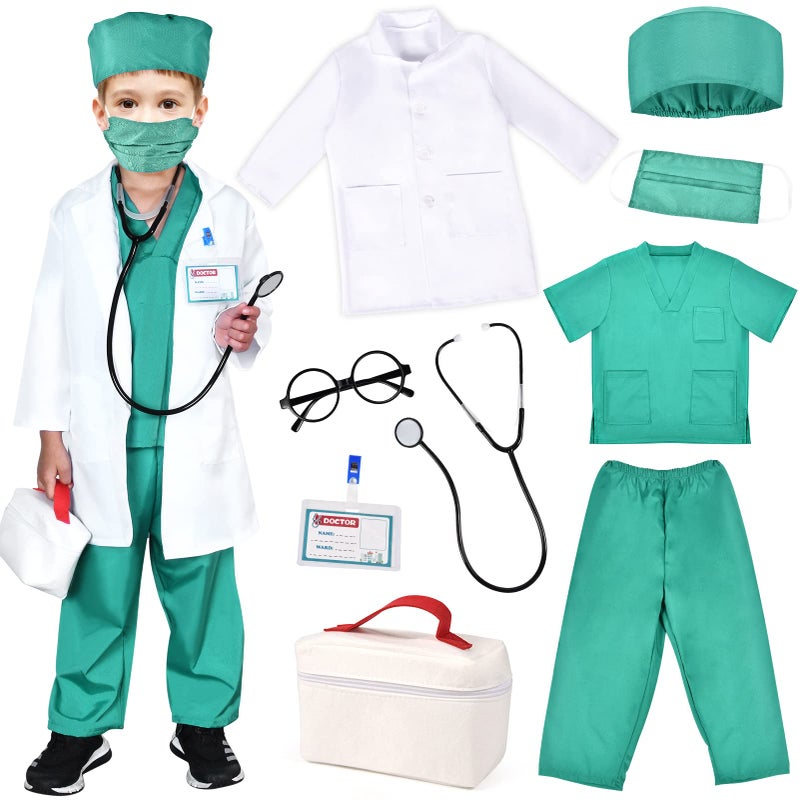 Toylink Kids Doctor Costume Pretend Play Kit with Lab Coat Carrying Bag Accessories Halloween Doctor Dress up for Boys Girls - Image 2