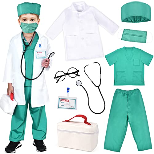 Toylink Kids Doctor Costume Pretend Play Kit with Lab Coat Carrying Bag Accessories Halloween Doctor Dress up for Boys Girls - Image 1