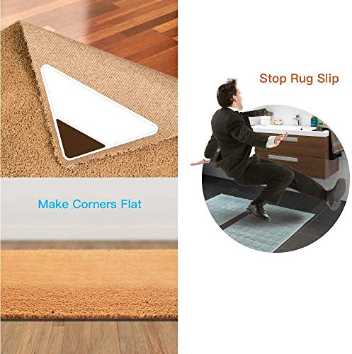 Befayoo Rug Grippers Stops Rug Curling - Upgraded Double Sided Carpet Anti-Skid Pad with Strong Sticky Anti Slip Straight Carpet Tape for Curled Corners & Edges (4pcs Brown) - Image 2