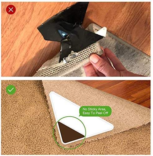 Befayoo Rug Grippers Stops Rug Curling - Upgraded Double Sided Carpet Anti-Skid Pad with Strong Sticky Anti Slip Straight Carpet Tape for Curled Corners & Edges (4pcs Brown) - Image 3
