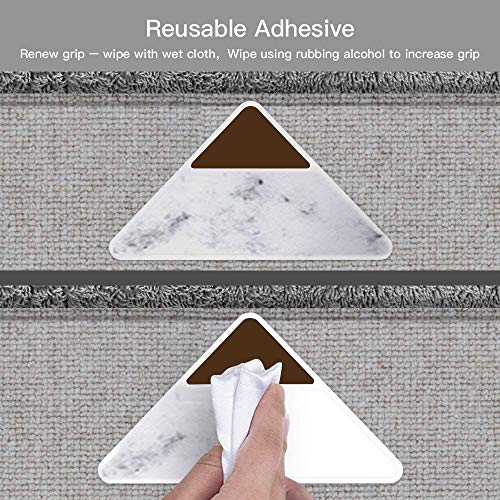 Befayoo Rug Grippers Stops Rug Curling - Upgraded Double Sided Carpet Anti-Skid Pad with Strong Sticky Anti Slip Straight Carpet Tape for Curled Corners & Edges (4pcs Brown) - Image 4