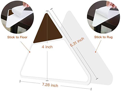 Befayoo Rug Grippers Stops Rug Curling - Upgraded Double Sided Carpet Anti-Skid Pad with Strong Sticky Anti Slip Straight Carpet Tape for Curled Corners & Edges (4pcs Brown) - Image 5
