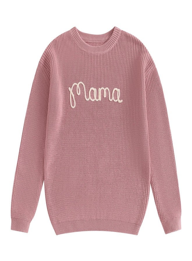 DSORVICD Mommy and Me Outfits Mama and Mini Long Sleeve Knit Sweater Pullover Mother Baby Daughter Matching Outfit Pink - Image 3