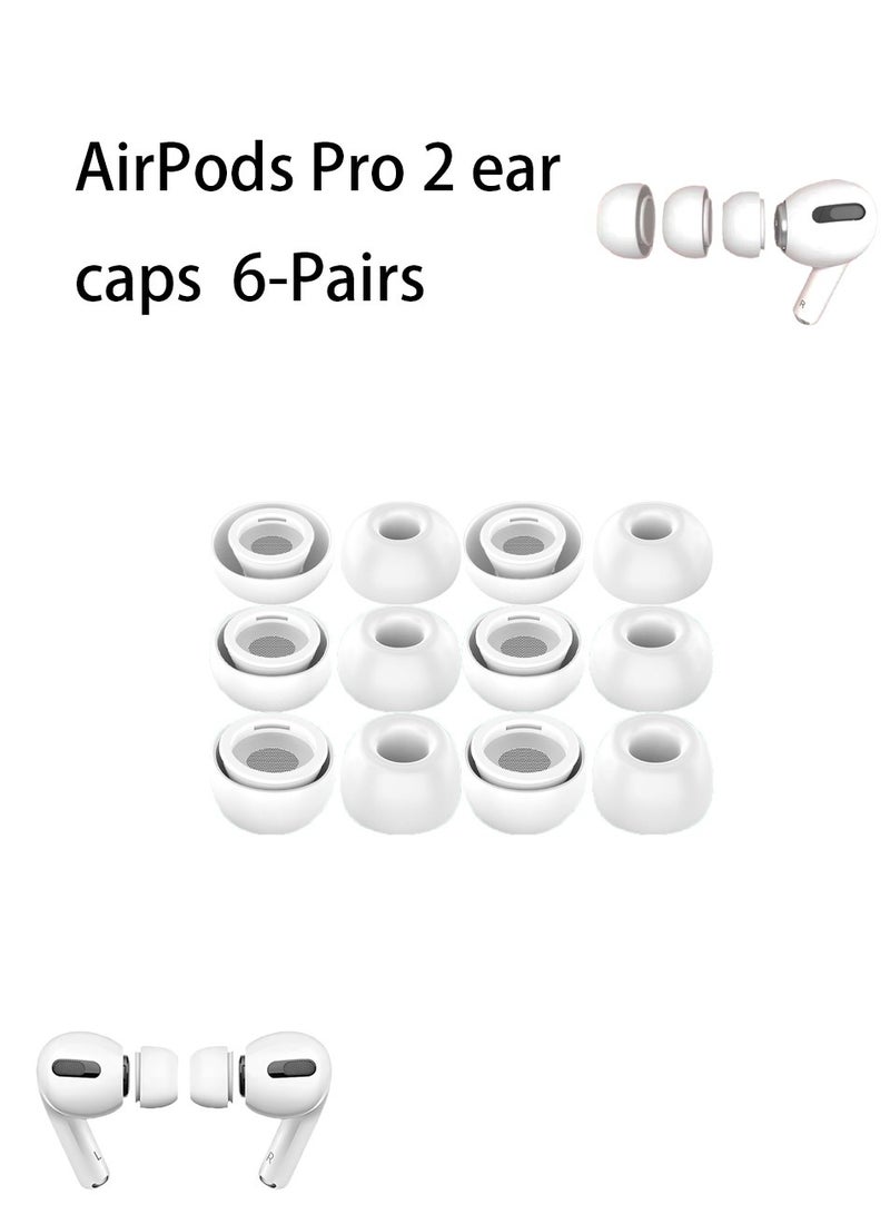6 Pairs of Silicone Ear Tips for AirPods Pro 2, Noise-Cancelling Anti-Slip Replacement Earbuds Tips - Image 1