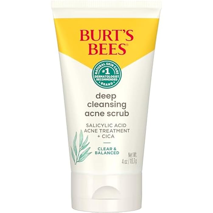 Burt's Bees Burt’s Bees Clear and Balanced Deep Cleansing Acne Scrub, Salicylic Acid Acne Treatment with Cica, Facial Cream Exfoliator Helps Unclog Pores and Reduce Acne, 4 Oz - Image 1
