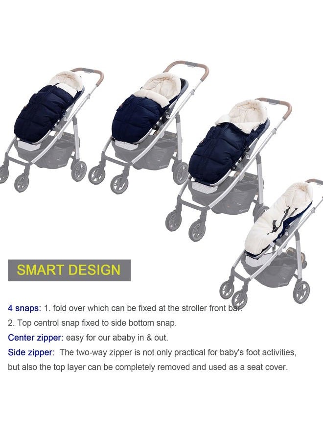 KZ Dotnz Universal Footmuff for Stroller with Adjustable Side Central and Botton zips, Stroller Footmuff with Soft Hood, Waterproof Warm Outdoor Baby Stroller Bunting Bag/Stroller Accessories - Image 2