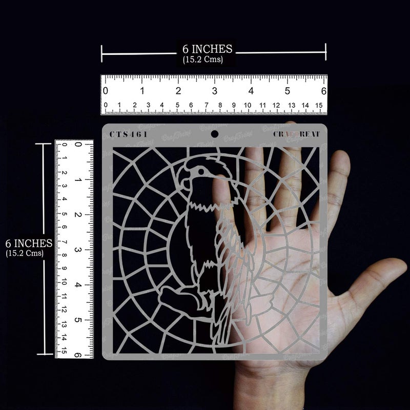 CrafTreat Bird Stencil for Glass Painting - Stained Glass Macau - 6X6 Inches - Reusable DIY Stencils for Painting on Glass - Bird Stencil for Craft Work Stencil Design for Glass - Image 3