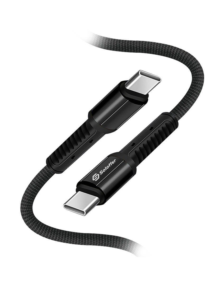 Soloffer USB C Cable, 65W Braided Cord USB-C to USB-C 2.0 Cable Compatible for iPhone 15/15 Plus/15 Pro/15 Pro Max, iPad Pro/Air, MacBook Pro/Air, Galaxy S24 S23 Ultra, Huawei P60, Xiaomi, etc-1M - Image 1