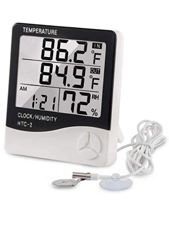 Indoor and Outdoor Temperature Thermometer White/Black/Grey - Image 1