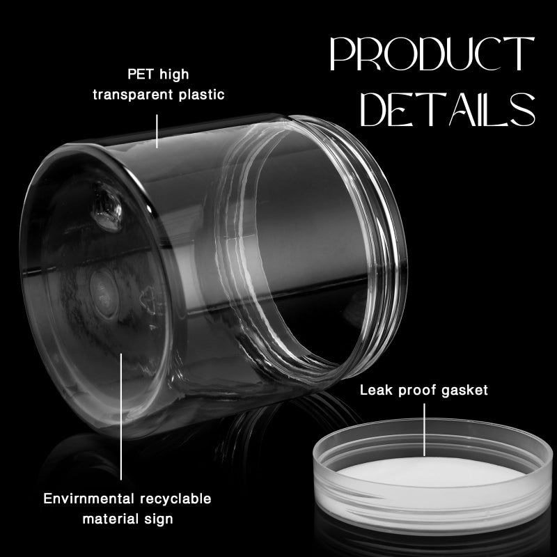 Patelai 4 Pieces Round Wide-mouth Leak Proof Plastic Container Jars with Lids for Travel Storage Makeup Beauty Products Face Creams Oils Salves Ointments DIY Making(8 Ounce,Clear) - Image 3