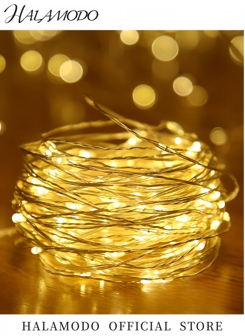 أضواء خيطية خيطية LED بطول 16 قدمًا مع 50 لمبة LED تعمل بالبطارية أضواء خيطية مقاومة للماء ومضيئة بالنجوم وأضواء زينة صغيرة بيضاء دافئة لغرفة النوم والمنزل والحديقة وحفلات الزفاف والحفلات