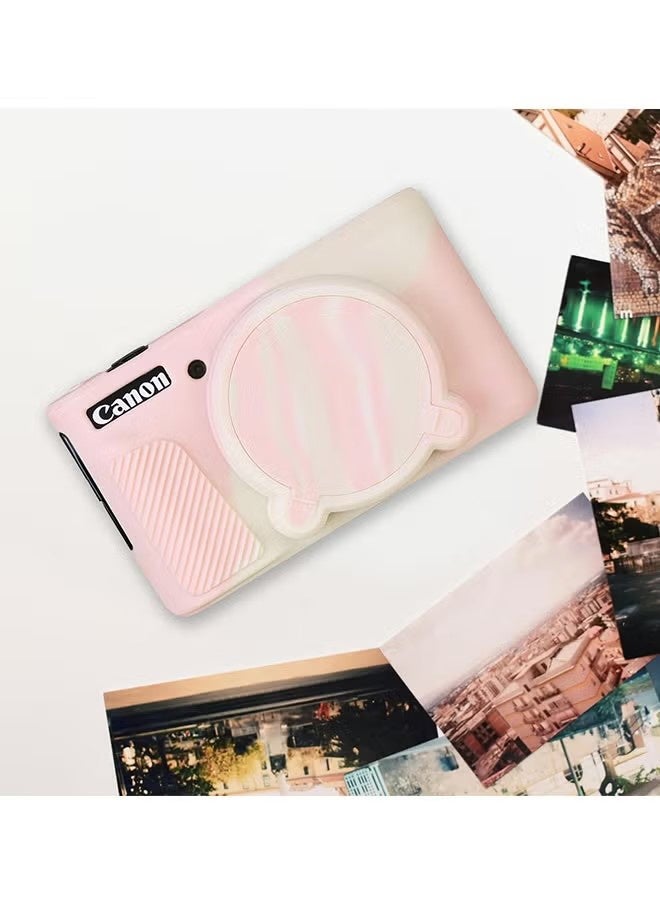 YJ Silicone Protective Case Compatible with Canon PowerShot SX740 SX730 HS Digital Camera, Soft Rubber SX740 HS Protective Cover, Non-Slip and Scratch-Resistant, White and Pink - Image 5