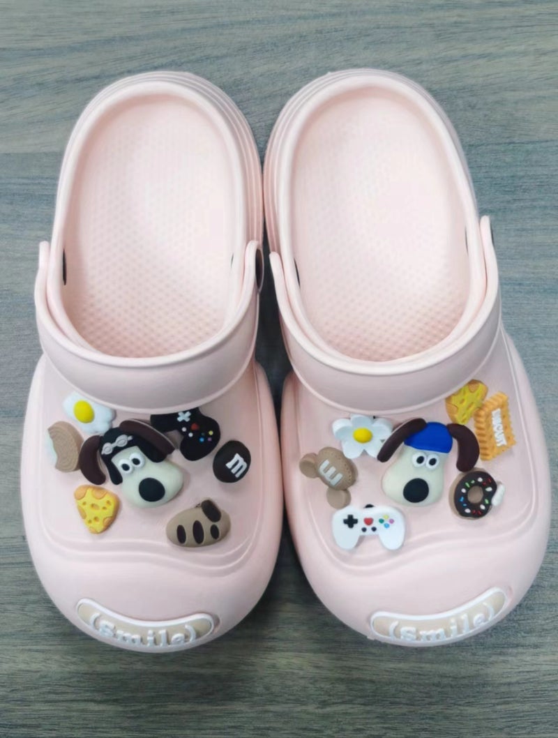 Summer Cartoon Diy Croc Shoes Women'S Big Eyes Garden Shoes Thick Sole New Outerwear Beach Baotou Eva Sandals And Slippers - Image 1