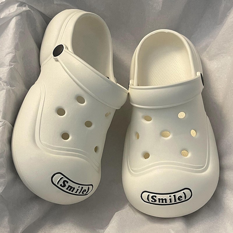 Summer Cartoon Diy Croc Shoes Women'S Big Eyes Garden Shoes Thick Sole New Outerwear Beach Baotou Eva Sandals And Slippers - Image 5