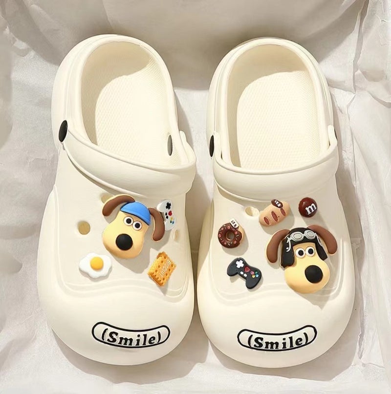 Summer Cartoon Diy Croc Shoes Women'S Big Eyes Garden Shoes Thick Sole New Outerwear Beach Baotou Eva Sandals And Slippers - Image 4