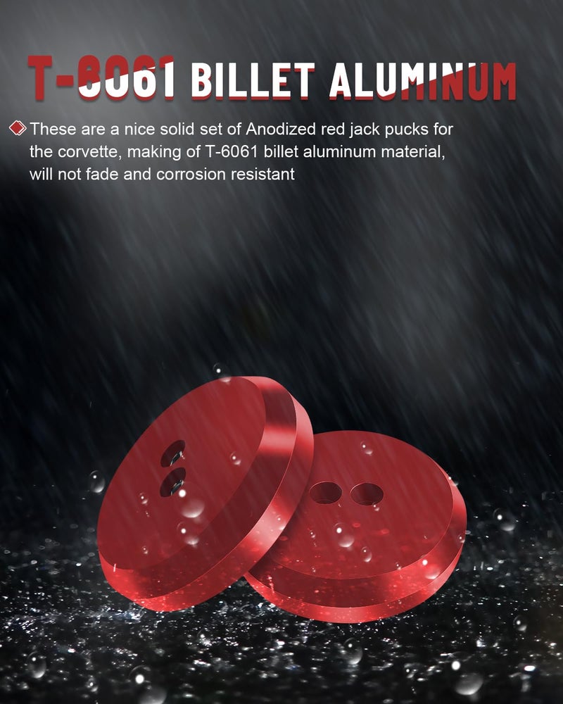 ADTOPI Corvette Jack Pucks Billet Aluminum Lifting Puck Jack Pad Adapter Floor Jack Pad Compatible with 1997-2025 Corvette C5 C6 C7 C8/ Porsche 944 964 993 996 997 911 Boxster Cayman -(4 Pack Red) - Image 3