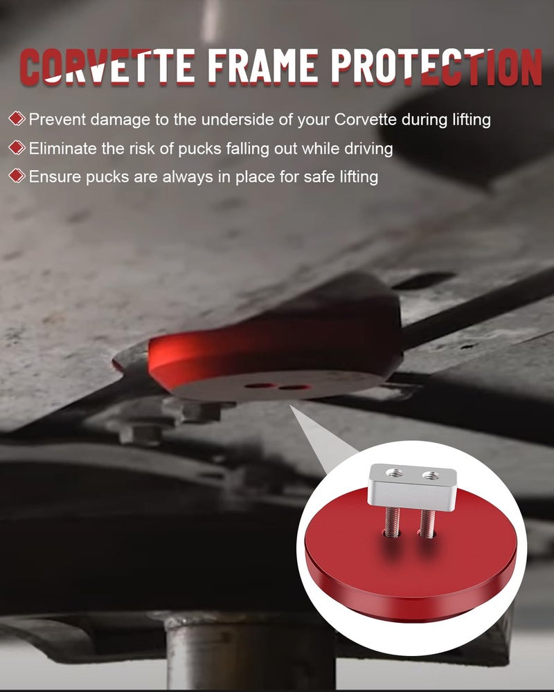 ADTOPI Corvette Jack Pucks Billet Aluminum Lifting Puck Jack Pad Adapter Floor Jack Pad Compatible with 1997-2025 Corvette C5 C6 C7 C8/ Porsche 944 964 993 996 997 911 Boxster Cayman -(4 Pack Red) - Image 4