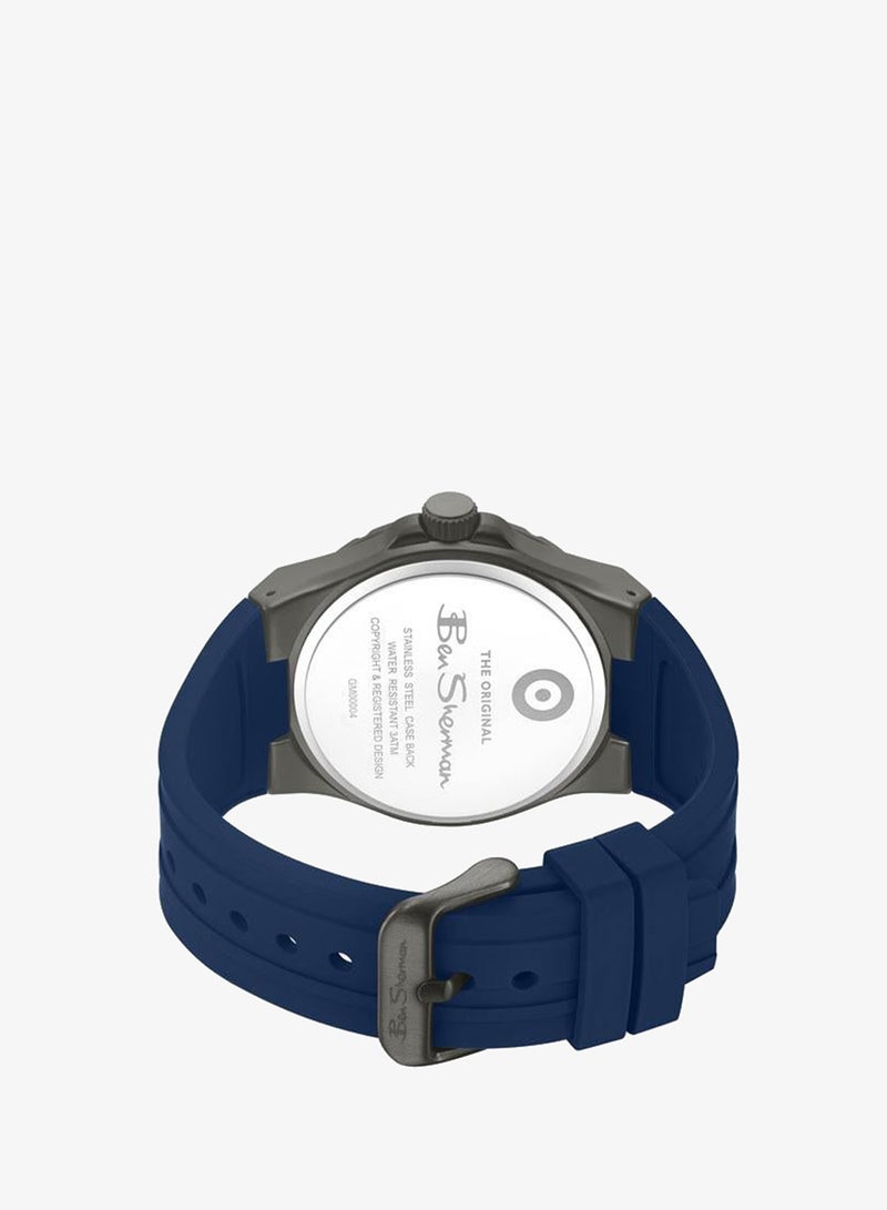 Ben Sherman Gloucester Blue Dial Blue Silicone Strap Analog Watch for Men, 43mm - Image 3