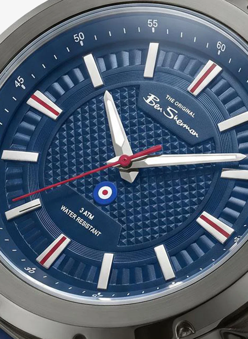 Ben Sherman Gloucester Blue Dial Blue Silicone Strap Analog Watch for Men, 43mm