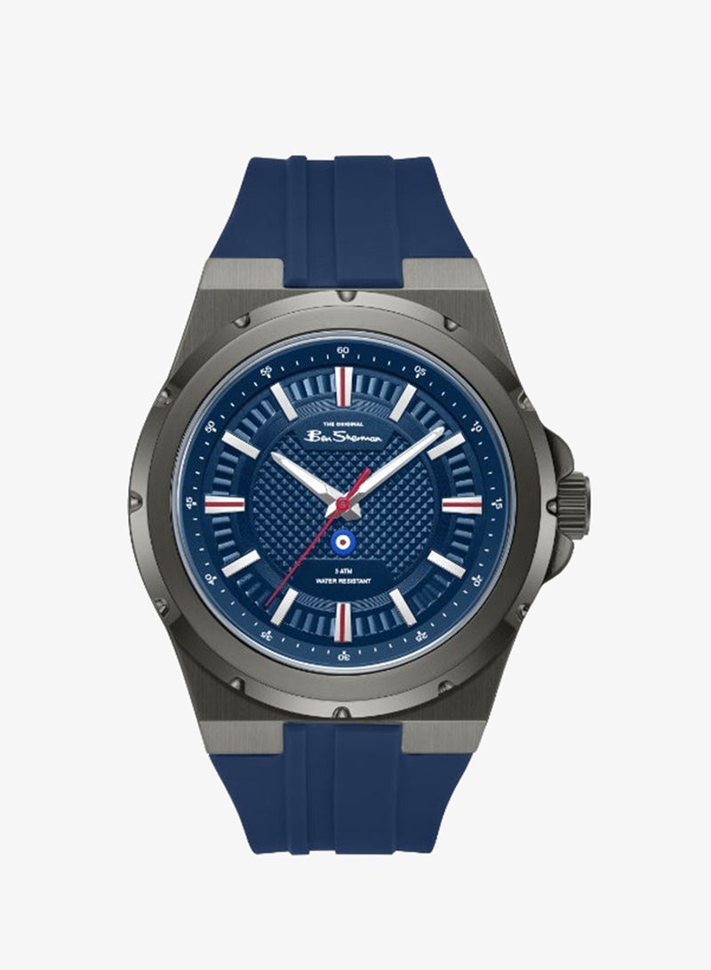 Ben Sherman Gloucester Blue Dial Blue Silicone Strap Analog Watch for Men, 43mm - Image 1