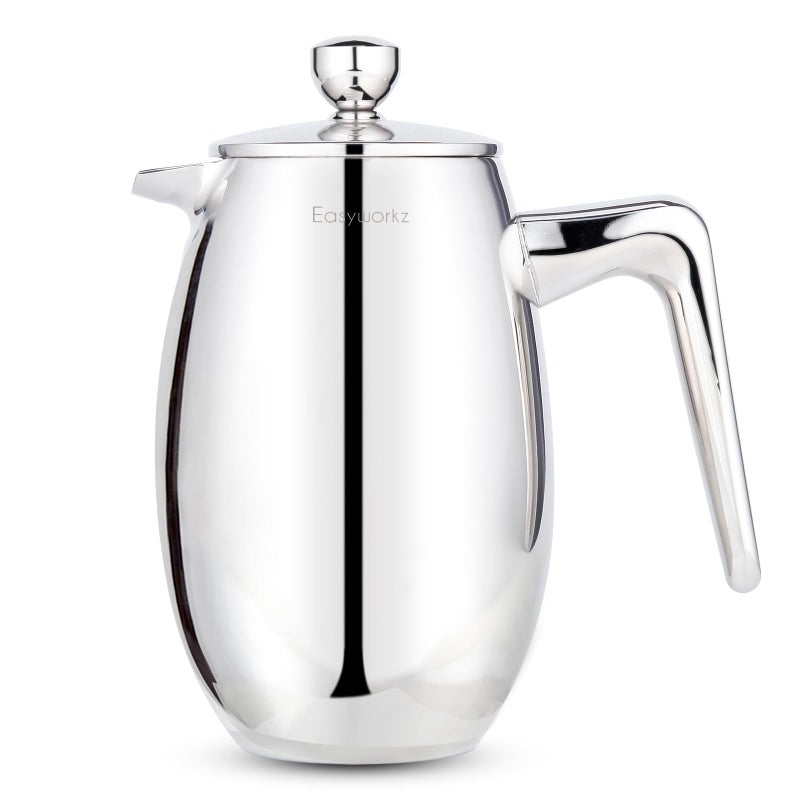 Easyworkz Nando French Press 12 oz Double Wall Insulated Thermal Coffee Maker304 Stainless Steel Cafetiere