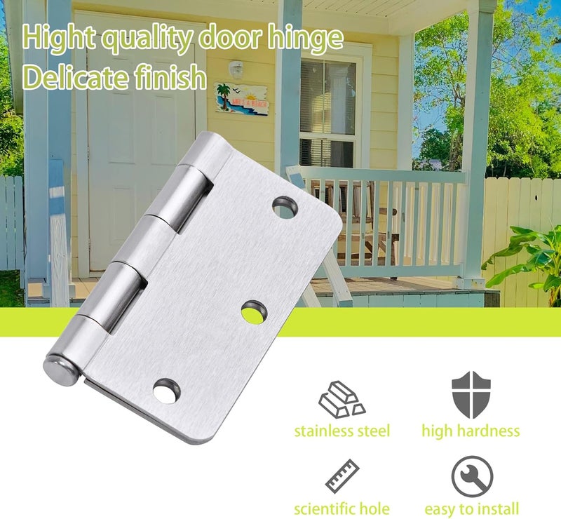 SORGMACH Door Hinge 3 1/2 Inch Interior Door Hinges Satin Nickel 3.5 Inch Interior Hinges Flat Iron Hinge 3 ½"x 3 ½" Door Hardware 1/4" Radius - 12 Pieces - Image 5