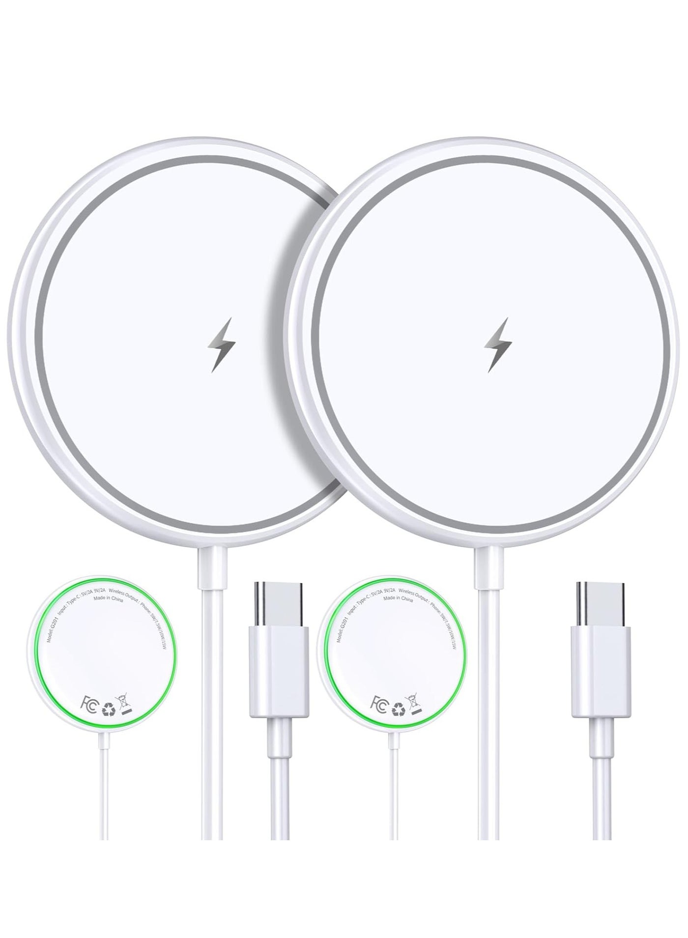 Magnetic Wireless Charger iPhone 15W Mag Safe Charger 2 Pack Wireless Charging Pad with Sleep-Friendly LED Light for iPhone 15 14 13 12 Pro Max Plus & Airpods 2 3 Pro