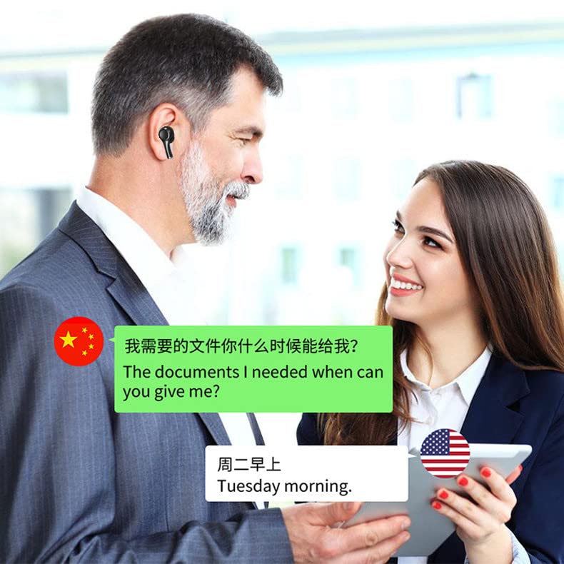 Tangxi Language Translator Earbuds,Noise Canceling Bluetooth Translator Device,84 Languages 5 Modes Translator Ear Headset with Charging Box(Black) - Image 4