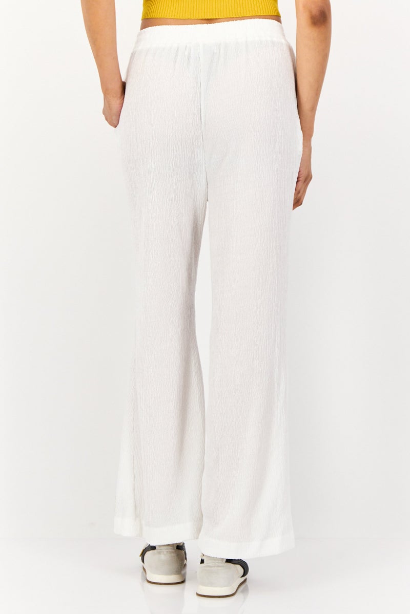 The Giving Movement Women Regular Fit Textured Wide Leg Pants, White  - Image 4