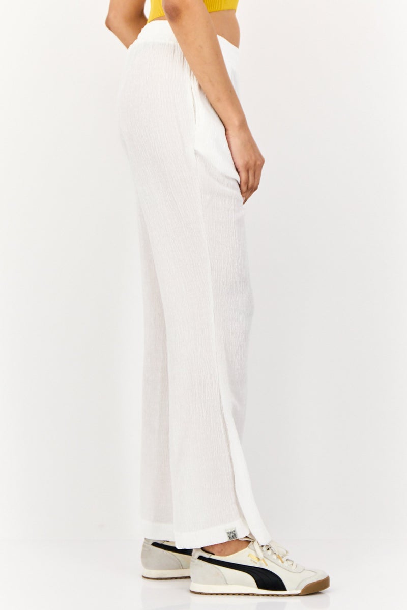 The Giving Movement Women Regular Fit Textured Wide Leg Pants, White  - Image 2