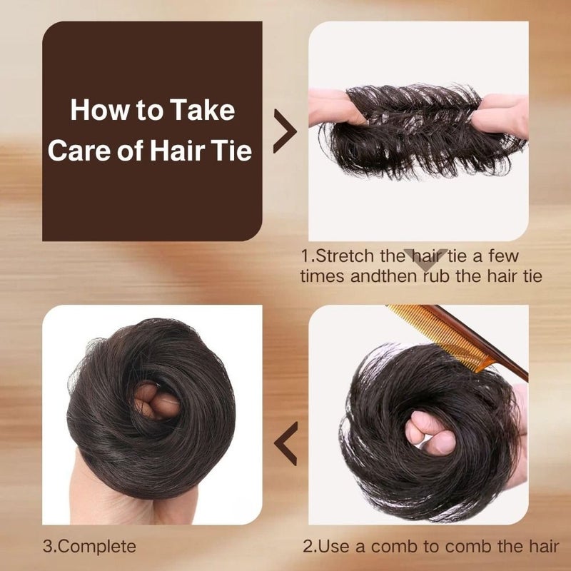 إكسسوارات شعر بفطائر اصطناعية سوداء مقاس 2 بوصة مع أربطة مرنة للنساء - Image 4