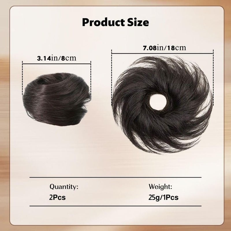 إكسسوارات شعر بفطائر اصطناعية سوداء مقاس 2 بوصة مع أربطة مرنة للنساء - Image 2