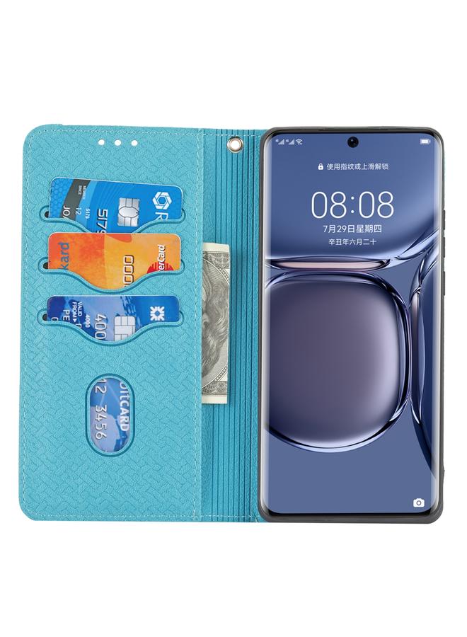 S-TOP Case For Huawei P50 Pro Woven Texture Stitching Magnetic Horizontal Flip PU Leather Case with Holder & Card Slots & Wallet & Lanyard - Image 4
