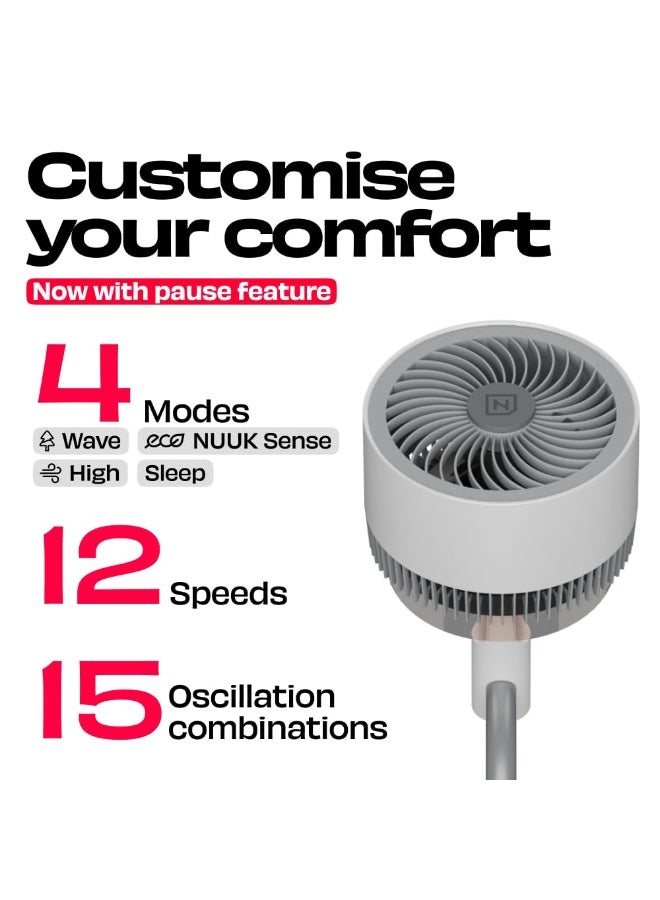 NUUK HALO v2 3D Air Circulation Tower Fan with Mood Lamp | Super Silent Remote Controlled Standing BLDC Fan | 12 Wind Speeds & 4 Fan Modes | 120˚ Horizontal & 90˚ Vertical Oscillation | 3 NIDEC Motors - Image 3