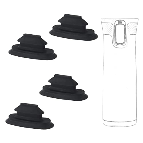 SAVITA 4pcs Replacement Part for Contigo West Loop, Autoseal Travel Coffee Mug Lid Replacement Rubber Lid Stopper Coffee Mug Stopper Travel Mug Accessories for Contigo Tumbler (Black) - Image 1
