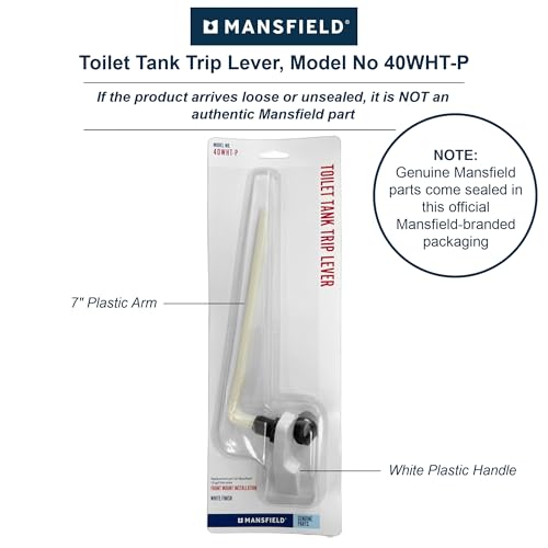 Mansfield 40 Left-Hand Front Mount Toilet Tank Lever - Compact 7-Inch ABS Arm - Fits Models 11, 21, 26, 160, 161, 165, 170, 171, 175, 180, 190 – White Plastic Handle - Image 2