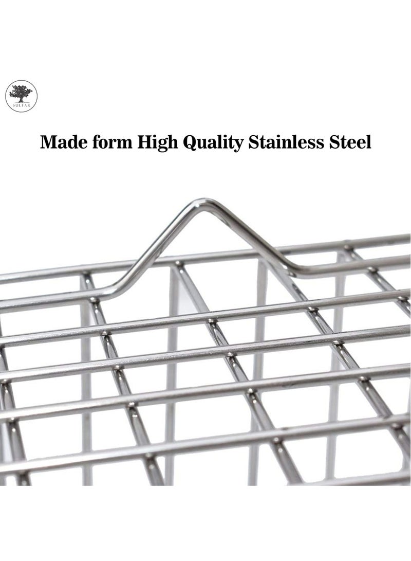 Sulfar Stainless Steel Utensil/Dish Drainer/Bartan Tokra/Kitchen Organizer/Utensils Basket/Dish Basket/Dish Rack with Tool Holder/Silver (17X20 inch)