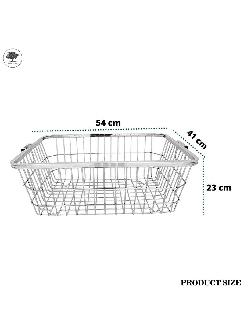 sulfar Sulfar Stainless Steel Utensil/Dish Drainer/Bartan Tokra/Kitchen Organizer/Utensils Basket/Dish Basket/Dish Rack with Tool Holder/Silver (17X20 inch)  - Image 2