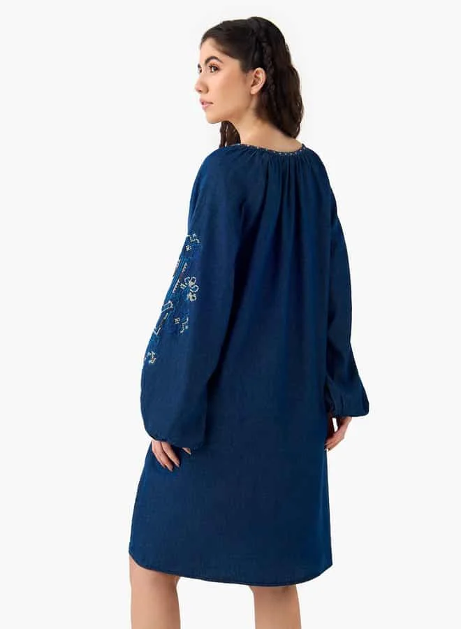 Lee Cooper Embroidered Denim Dress