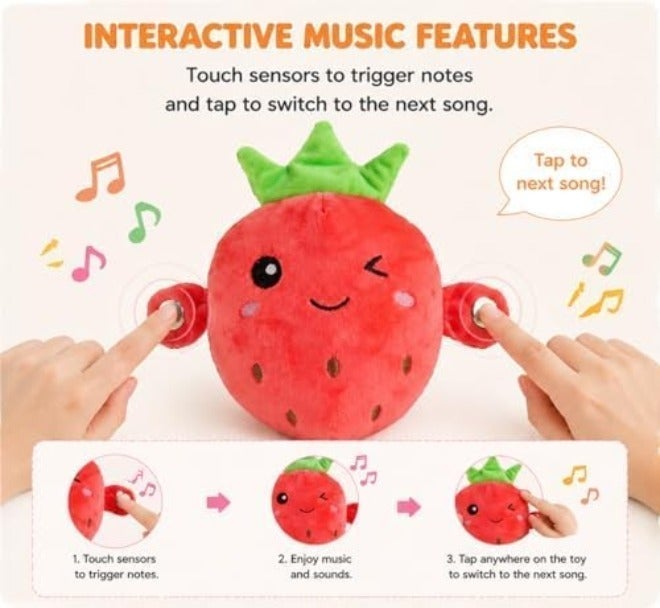 Interactive Strawberry– Soft Sensory Music Plush with Sounds, Parent-Child Fun and Early Learning - Image 3