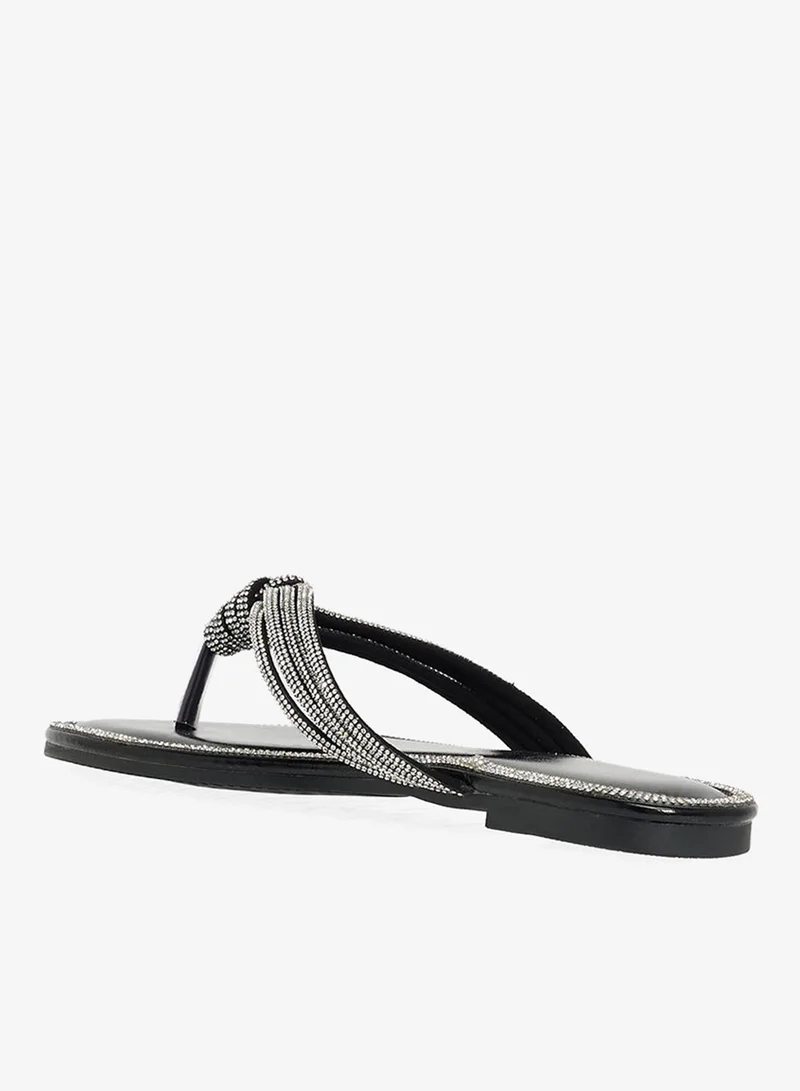 Khizana Black Sparkly Thong Sandal for Women | Best Price UAE