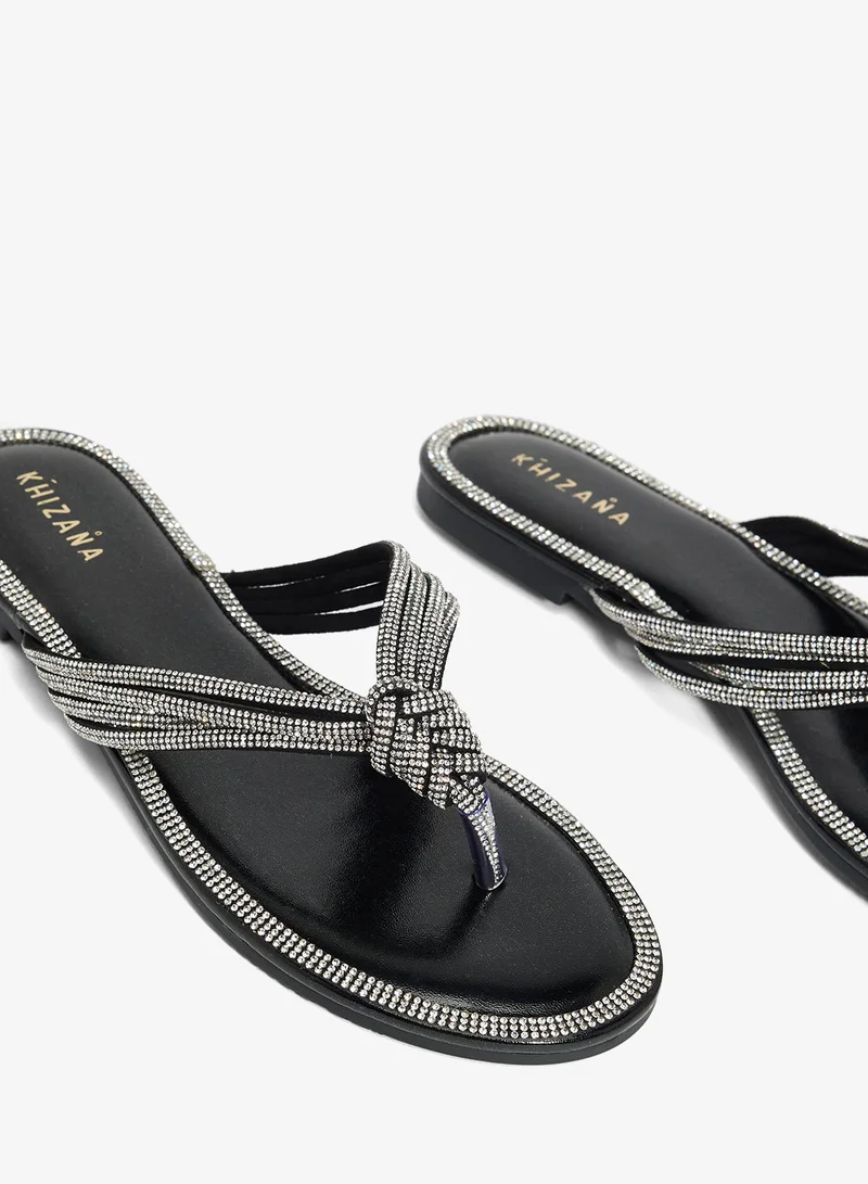 Khizana Black Sparkly Thong Sandal for Women | Best Price UAE