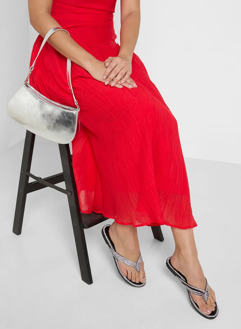 Khizana Black Sparkly Thong Sandal for Women | Best Price UAE